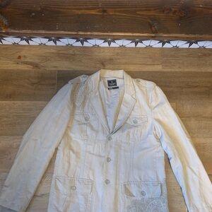 Marc Ecko Men's Tan Jacket with Embroidered Details